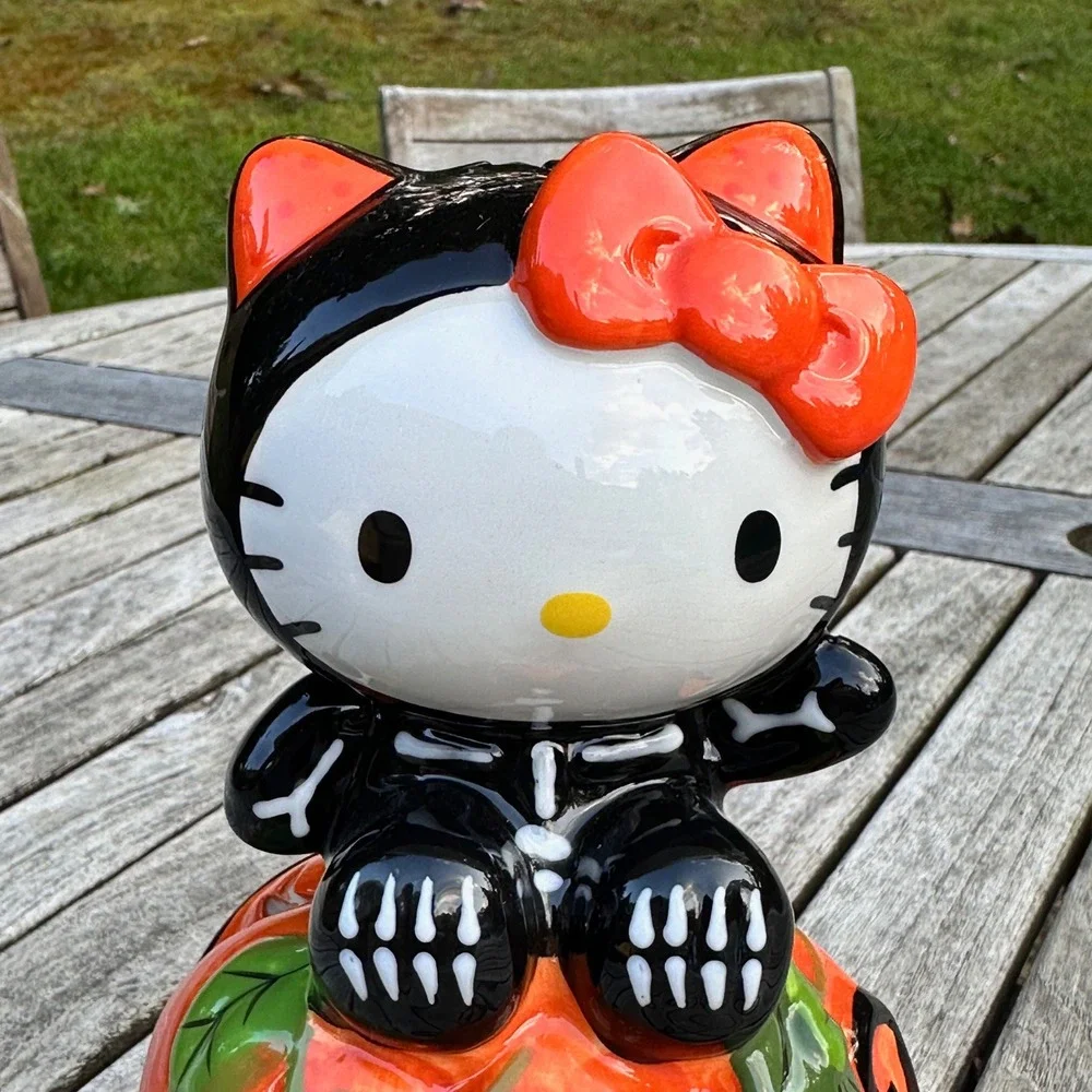 Sanrio Hello Kitty Skeleton Pumpkin Ceramic Tea Light Candle Holder Halloween